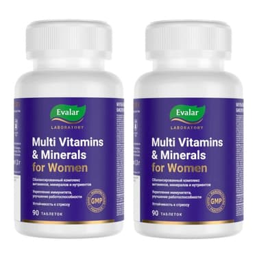 Набор 2Х Evalar Laboratory Мультивитамины и минералы для женщин таблетки 90 шт