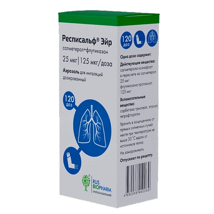 Респисальф Эйр аэрозоль для ингаляций 25 мкг+125 мкг/доза 120доз