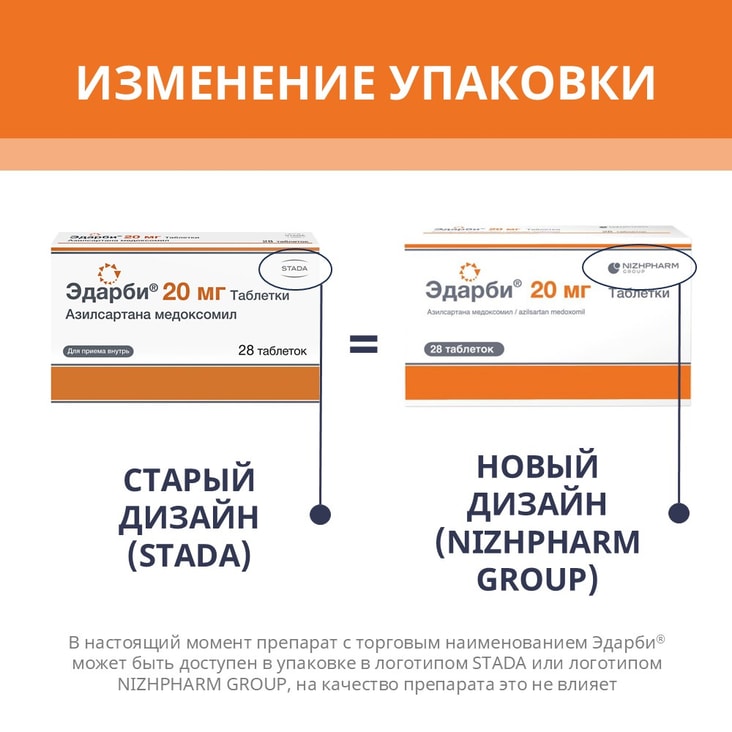 Эдарби 20 мг таблетки 28 шт