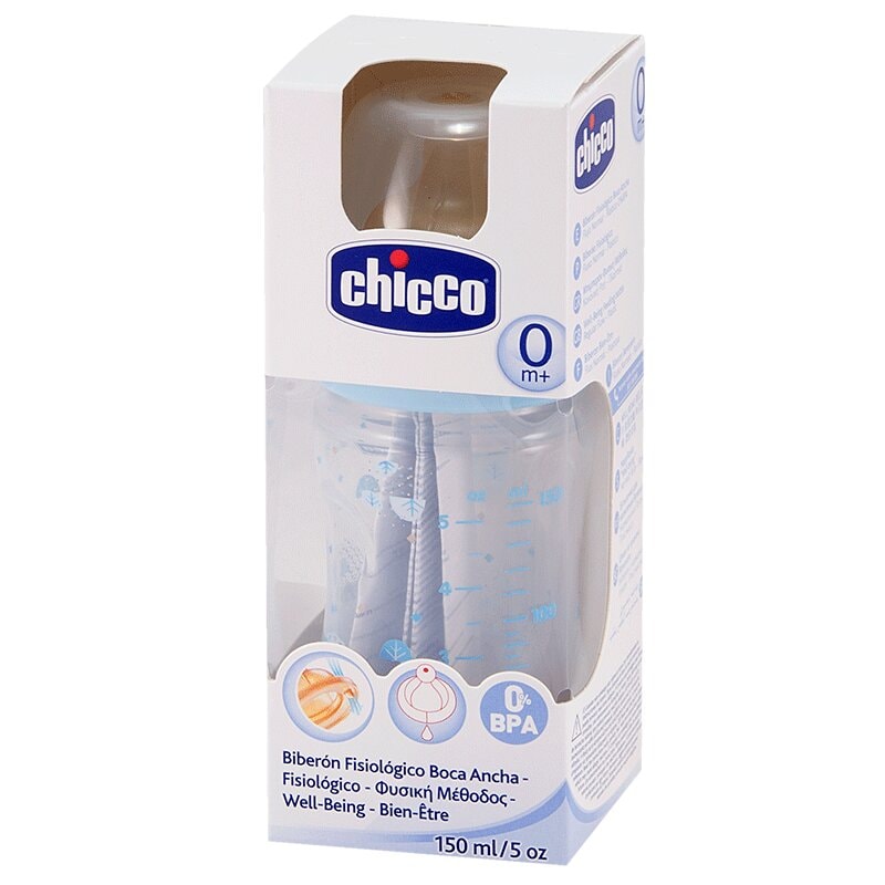 Chicco Well-Being Boy Бутылочка для кормления с латексной соской 0+ медленный поток 150 мл