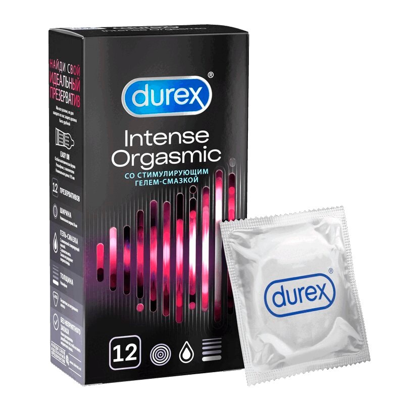 Durex Intense Orgasmic Презервативы со стимулирующим гелем-смазкой 12 шт