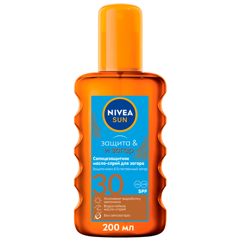 Nivea Sun Масло-спрей солнцезащитное Защита и загар SPF 30 200 мл