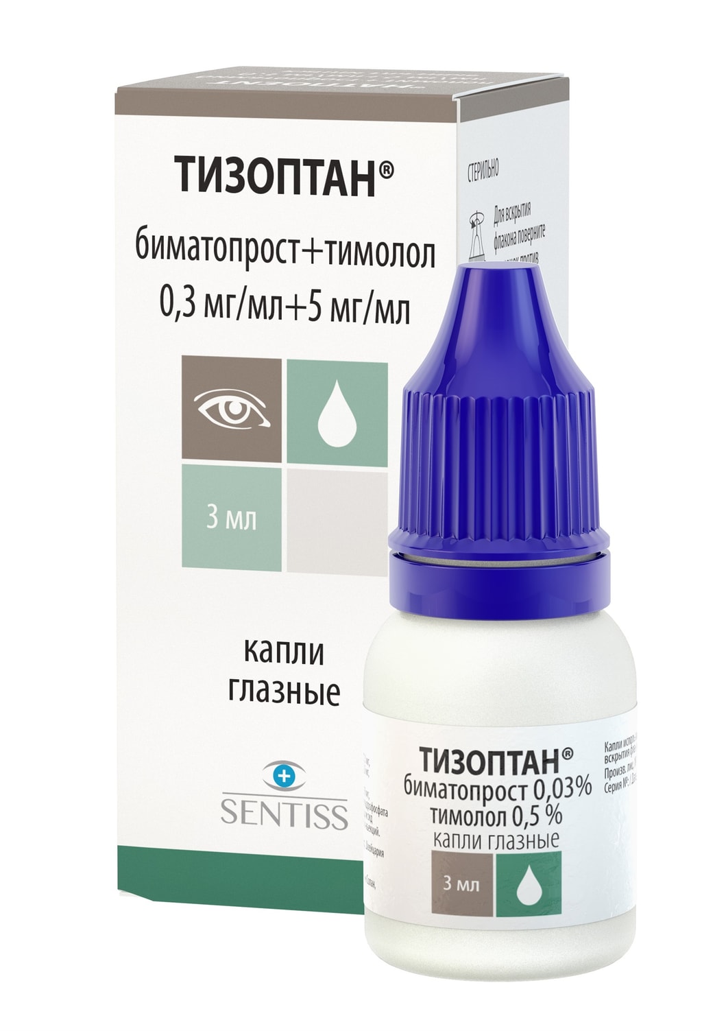 Тизоптан 0,3 мг/мл+5 мг/мл капли глазные 3 мл