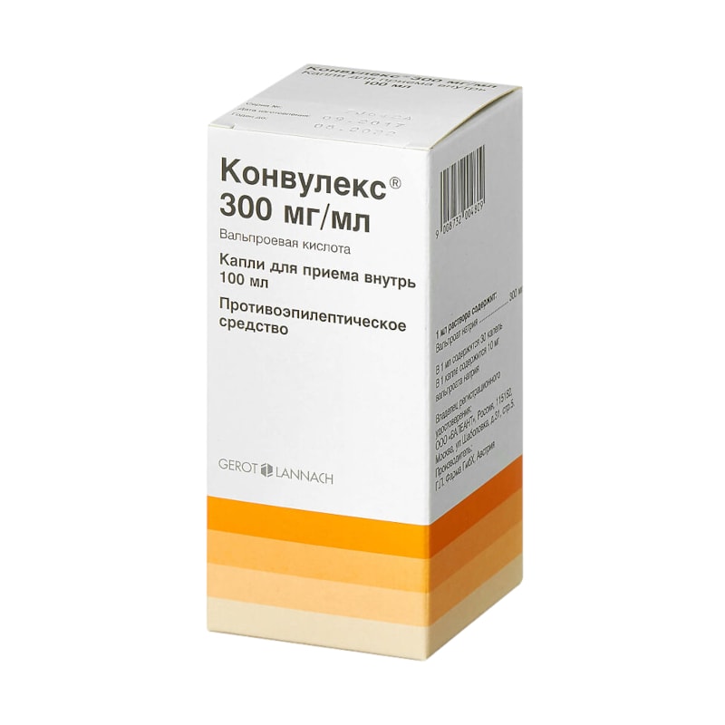 Конвулекс 300 мг/мл капли для приема внутрь 100 мл
