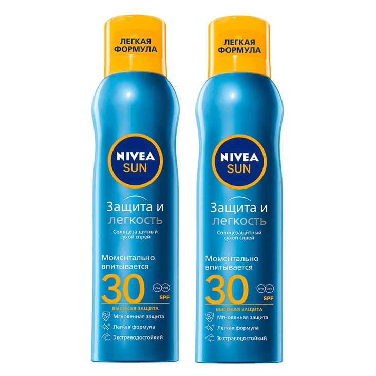 Набор 2Х Nivea Спрей солнцезащитный Защита и легкость SPF 30 200 мл
