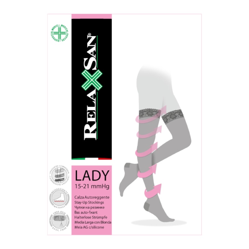 Relaxsan Lady Чулки компрессионные Stay-Up 1 класс компрессии размер 5 Черные