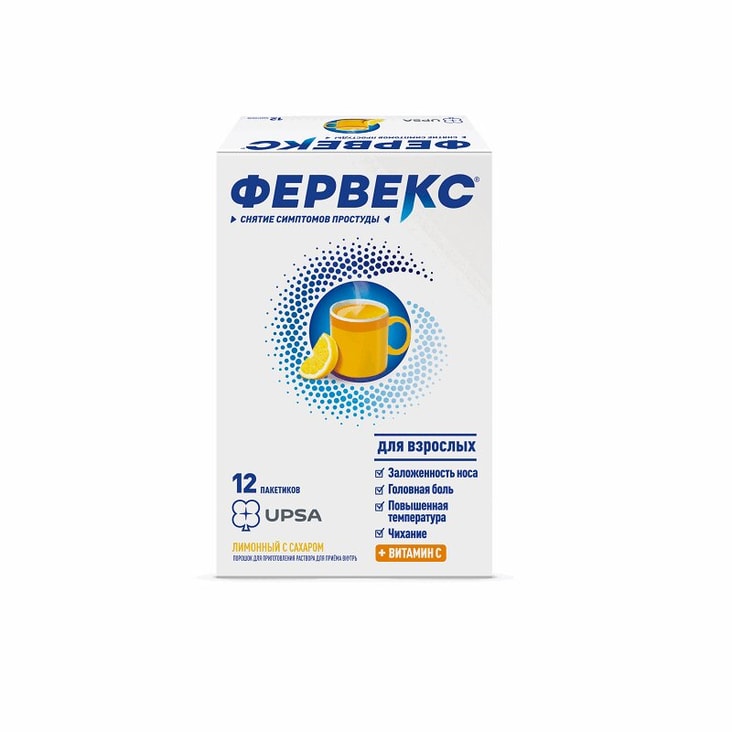 Фервекс порошок для приготовления раствора Лимон с сахаром 12 шт