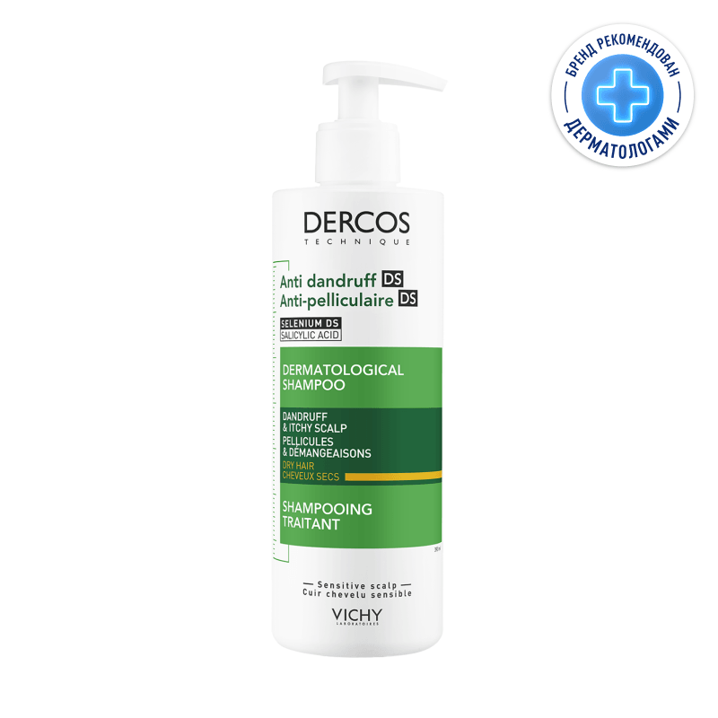 Vichy Dercos Шампунь-уход интенсивный против перхоти для сухих волос 390 мл