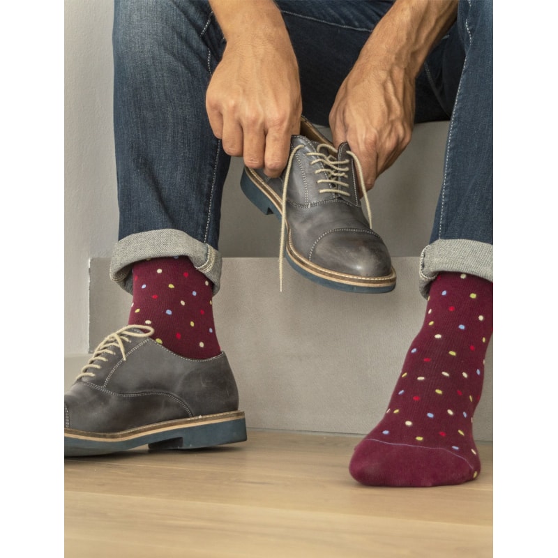 Relaxsan Гольфы компрессионные Cotton Socks Fancy 1 класс компрессии размер 5 Бордо-Горох