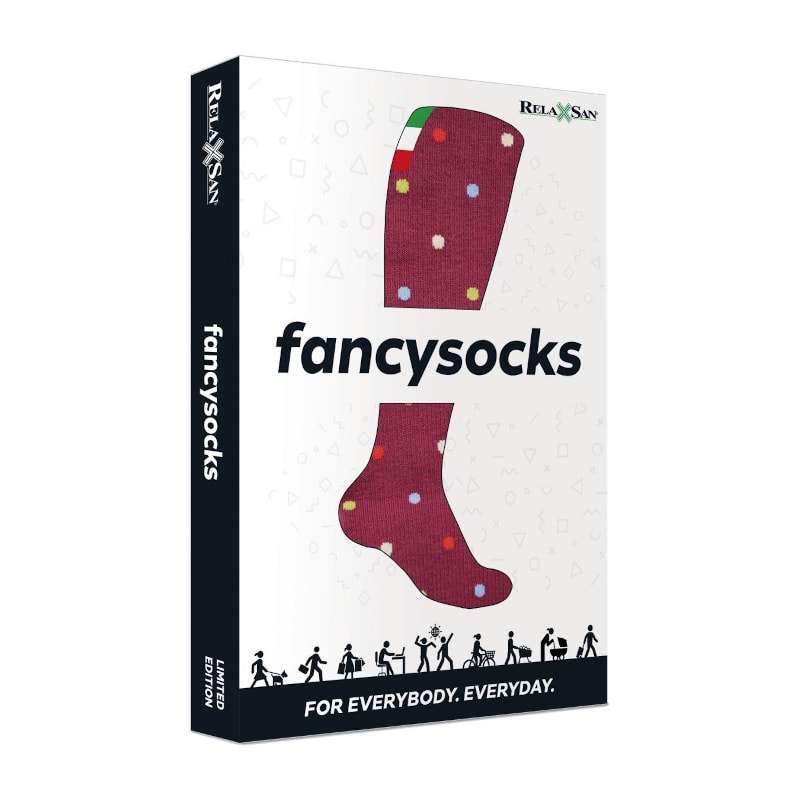 Relaxsan Гольфы компрессионные Cotton Socks Fancy 1 класс компрессии размер 5 Бордо-Горох