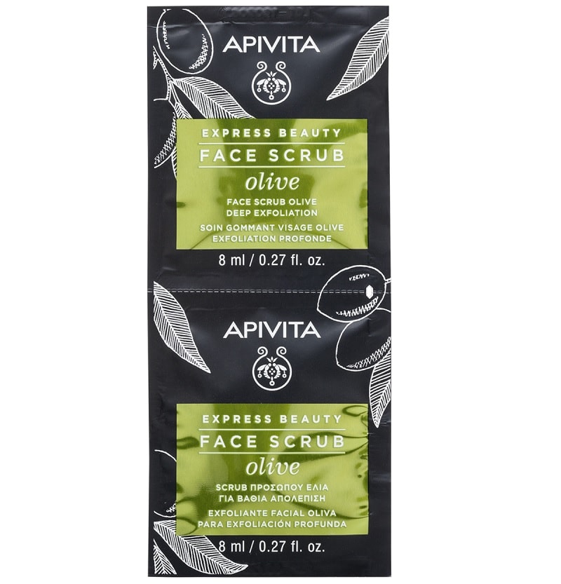 Apivita Express Beauty Скраб-эксфолиант для лица интенсивный Олива 8 мл 2 шт