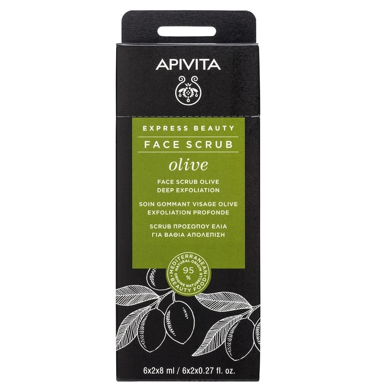 Apivita Express Beauty Скраб-эксфолиант для лица интенсивный Олива 8 мл 2 шт