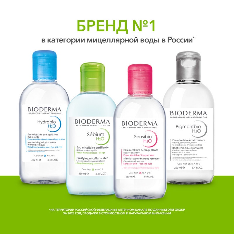 Bioderma Себиум Н2О Вода мицеллярная для жирной и комбинированной кожи 250 мл
