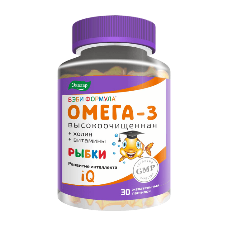 Эвалар Бэби Формула Рыбки Омега-3 пастилки жевательные Фрукты 30 шт