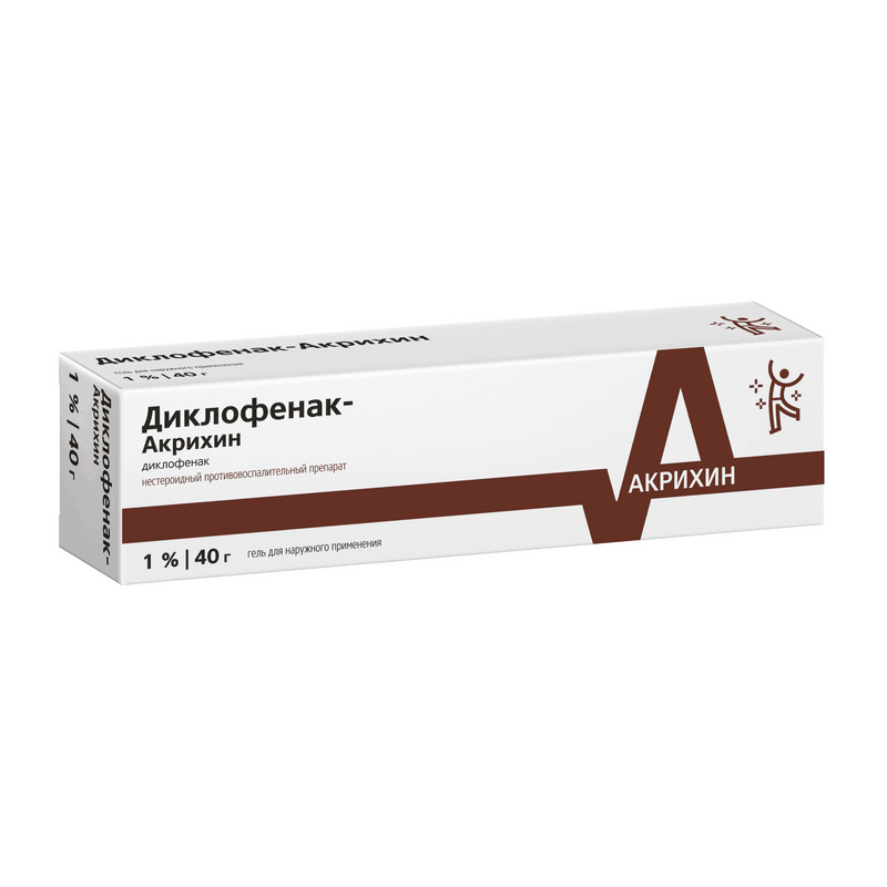 Диклофенак-Акрихин 1% гель для наружного применения 40 г