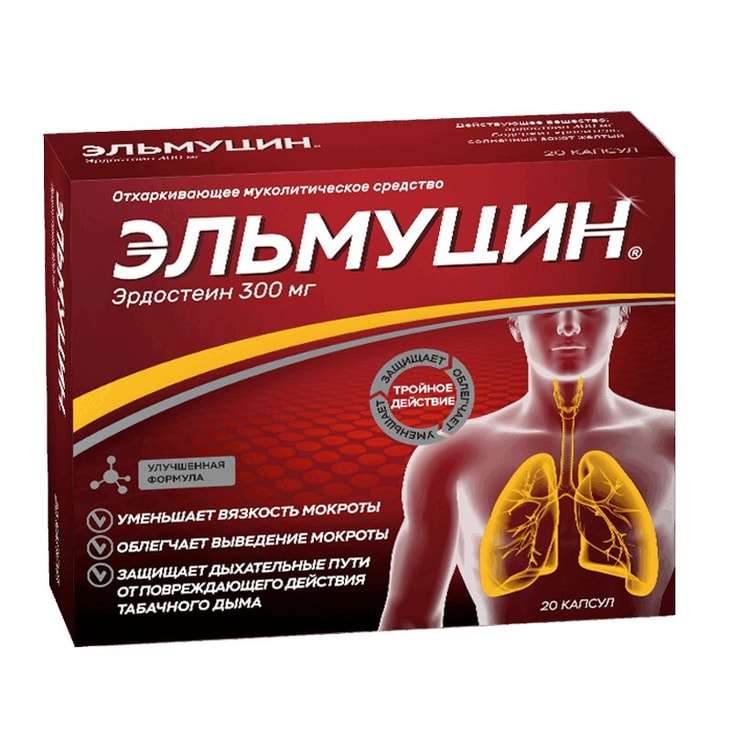 Эльмуцин 300 мг капсулы 20 шт