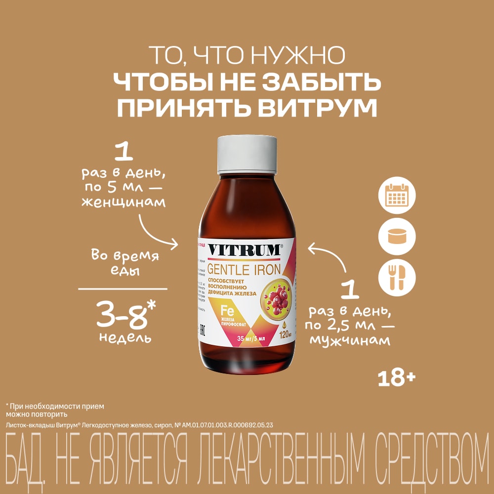 Витрум Легкодоступное Железо сироп Земляника 120 мл