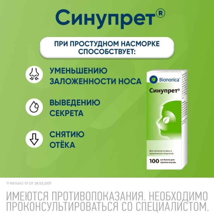 Синупрет капли для приема внутрь 100 мл