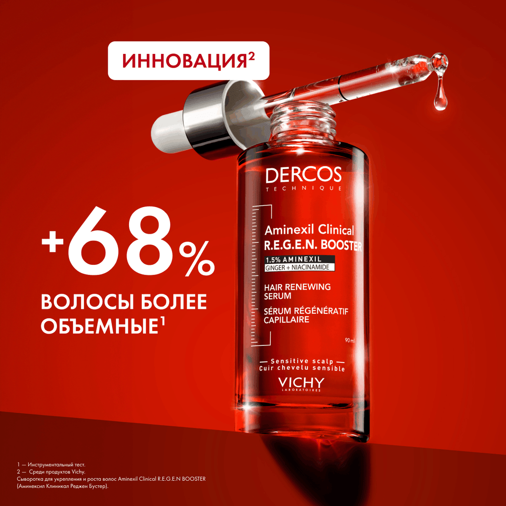 Vichy Dercos Aminexil R.E.G.E.N. Booster Сыворотка для укрепления и роста волос 90 мл