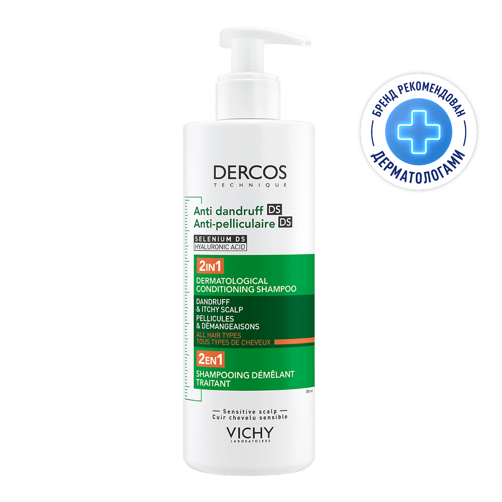 Vichy Dercos DS Шампунь-уход против перхоти интенсивный увлажняющий 2в1 390 мл