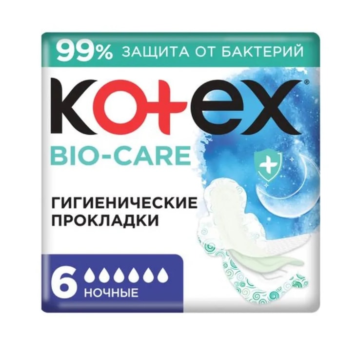 Kotex Bio-Care Прокладки гигиенические Ночные 6 шт
