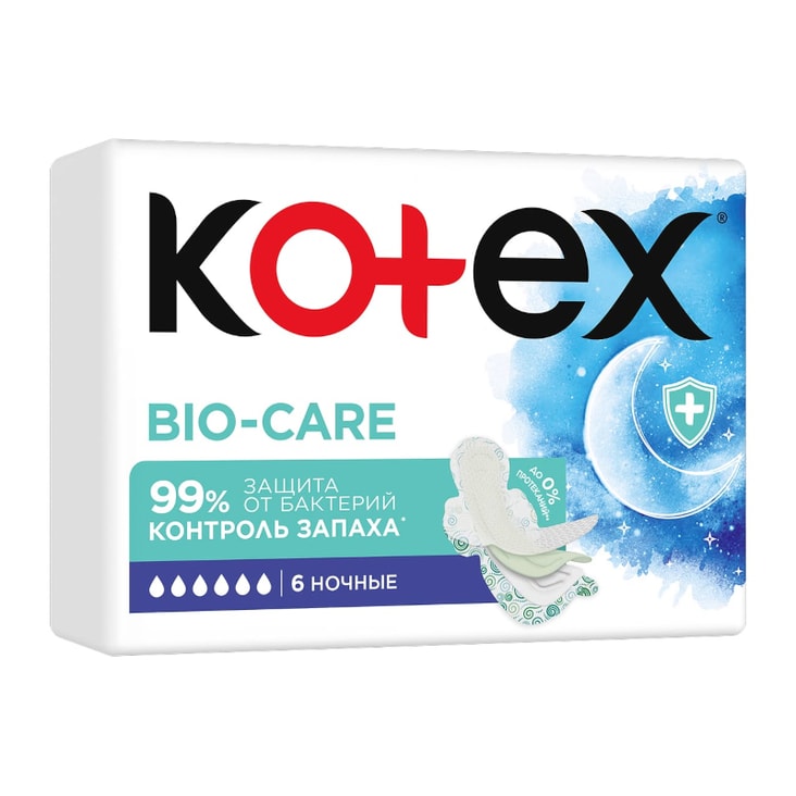 Kotex Bio-Care Прокладки гигиенические Ночные 6 шт
