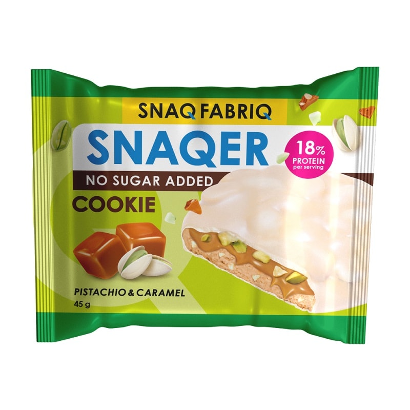 Snaqer Печенье протеиновое глазированное Фисташка-Карамель 45 г