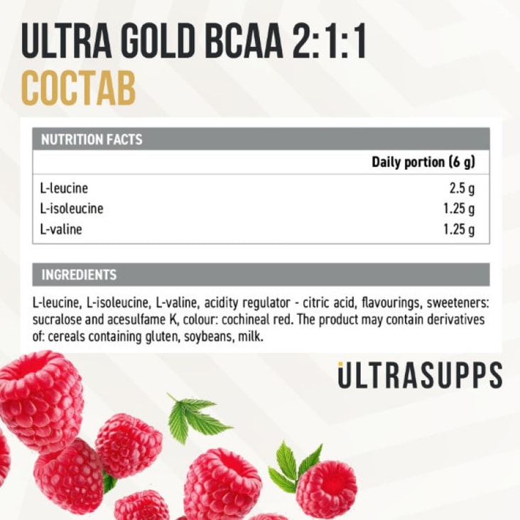 Ultrasupps Ultra Gold BCAA 2:1:1 порошок Малина 300 г