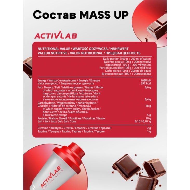 ActivLab Mass Up Протеин порошок Шоколад 1200 г