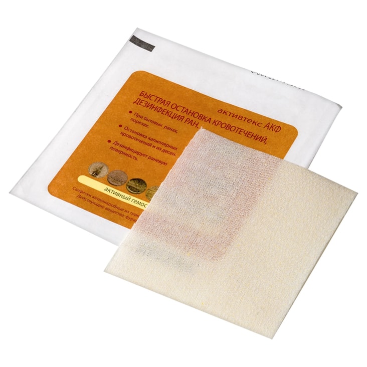 Активтекс АКФ Салфетка остановка кровотечений 10 см х 10 см