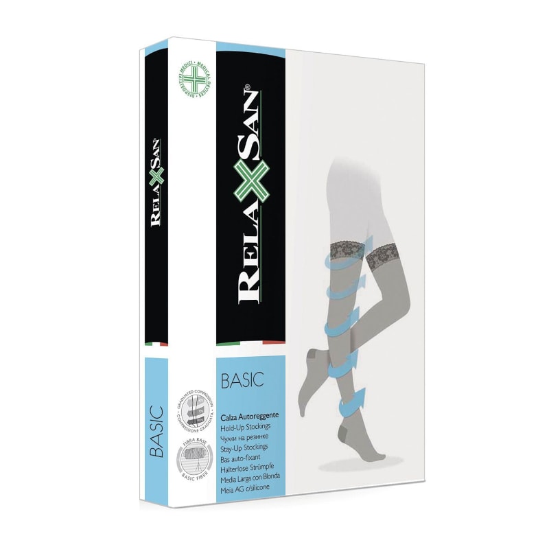 Relaxsan Basic Чулки компрессионные Stay-Up профидактические 70 den размер 5 Черные