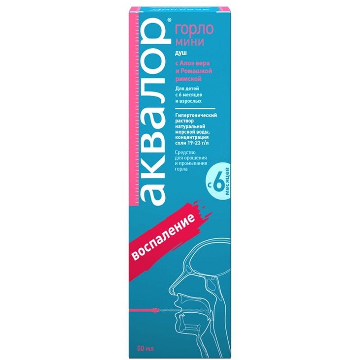 Аквалор Горло Мини спрей для промывания горла 50 мл