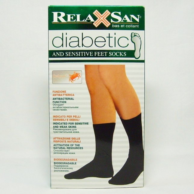 Relaxsan Носки для диабетиков Diabetic Socks с хлопком и крабовой нитью Crabion размер 3 Черн