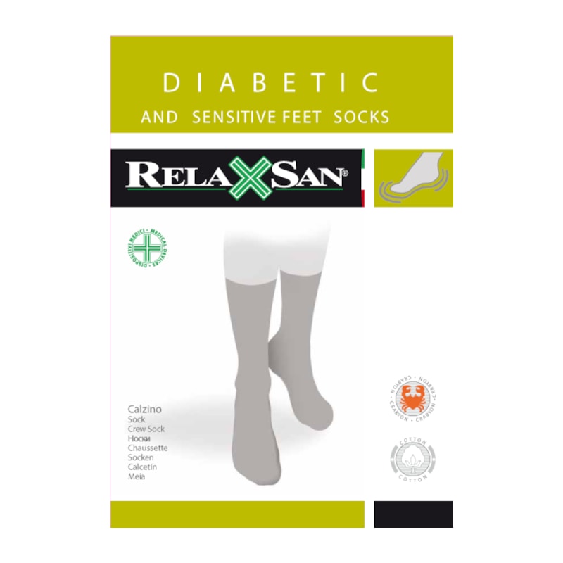 Relaxsan Носки для диабетиков Diabetic Socks с хлопком и крабовой нитью Crabion размер 3 Черн