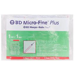 БД Микро-Файн Плюс Шприцы инсулиновые U-40 (0,3х8мм) 1 мл 10 шт