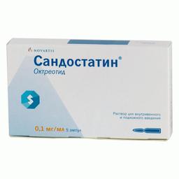 Сандостатин раствор 0,1 мг/ мл амп.1 мл 5 шт