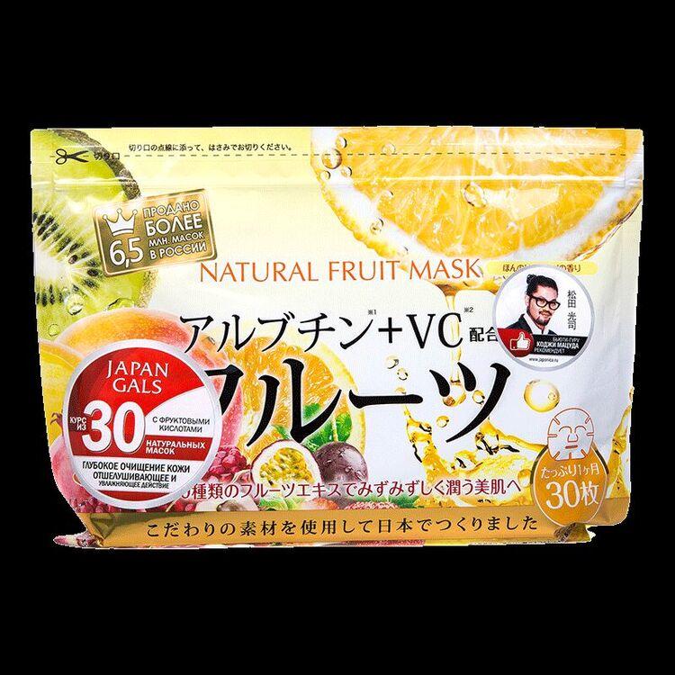 JAPAN GALS Курс натуральных масок для лица с фруктовыми экстрактами 30 шт