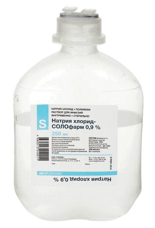 Натрия хлорид-СОЛОфарм раствор 0,9% фл.250 мл 1 шт
