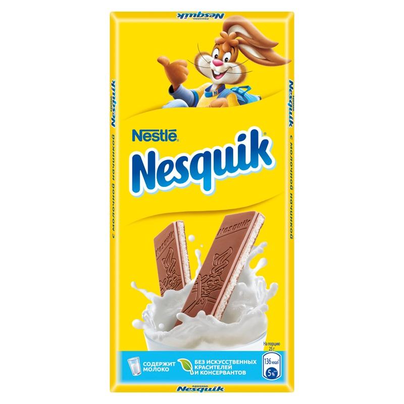 Nestle Несквик Батончик шоколадный молочный с молочн.начинкой 100 г