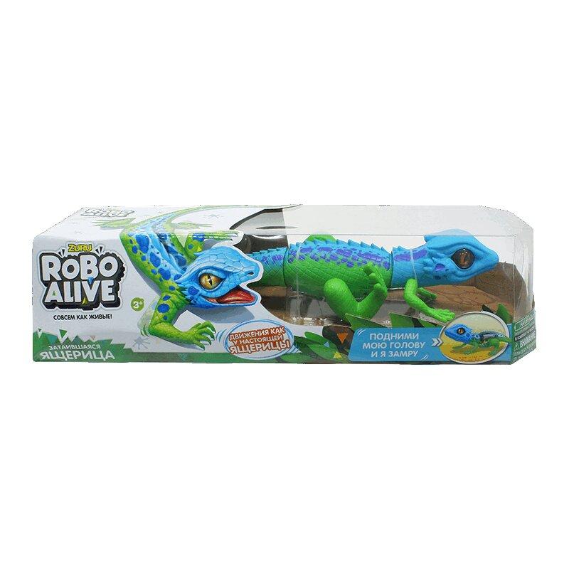 Игрушка Робо-ящерица 40х3х10 см Сине-Зеленая