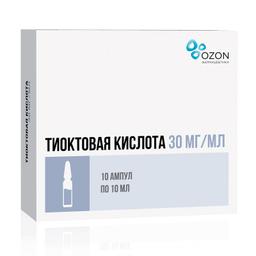 Тиоктовая кислота концентрат 30 мг/ мл амп.10 мл 10 шт