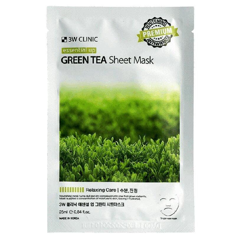 3W Clinic маска для лица тканевая Зеленый чай 25 мл 10 шт