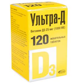 Ультра-Д (Витамин Д3) таблетки жевательные 120 шт