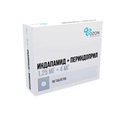 Индапамид+Периндоприл таблетки 1,25 мг+4 мг 90 шт
