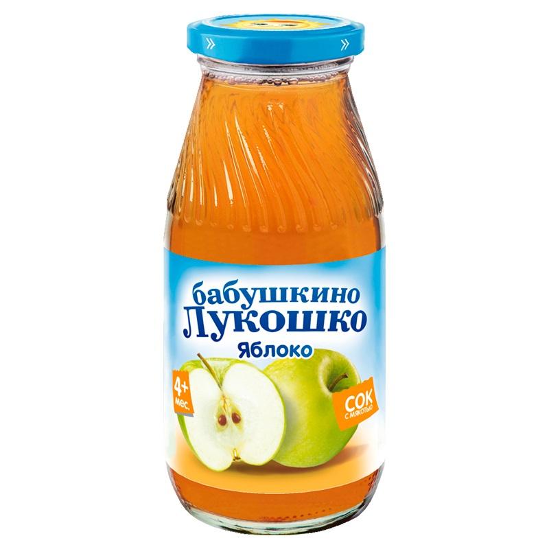 Детское питание Бабушкино Лукошко сок Яблоко с мякотью без сахара 200 мл стекло