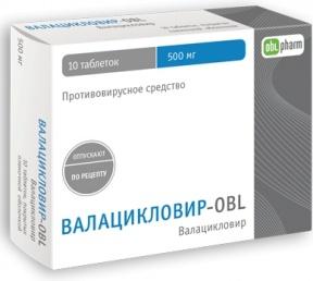 Валацикловир-OBL таб.п.п.о.500 мг 10 шт