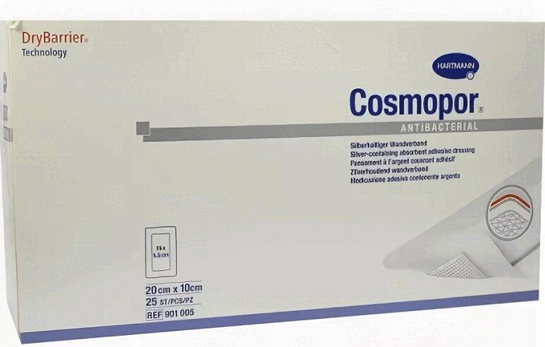Повязка Cosmopor Antibacterial самокл. серебросодержащ. (DryBarrier) размер 10 х 20 см 1 шт