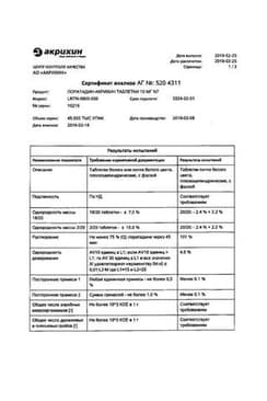 Сертификат Лоратадин-Акрихин