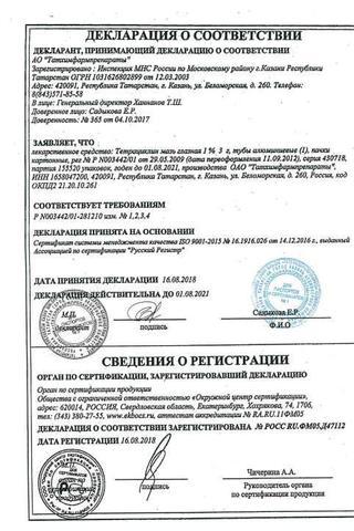 Сертификат Тетрациклин