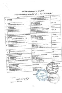 Сертификат Альбумин